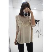 Portia frill detailed jersey top