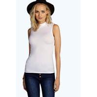 Poppy Sleeveless High Neck Top - white