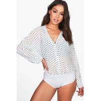 Polka Dot Woven Bodysuit - ivory