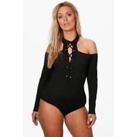 poppy eyelet lace up body black