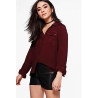 pocket front shirt wine