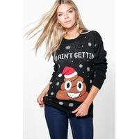 Poo Emoji Christmas Jumper - black