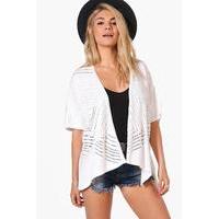 pointelle batwing cardigan white