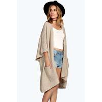 pocket cape cardigan stone