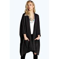 pocket cape cardigan charcoal