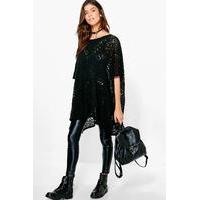 Pointelle Poncho - black