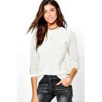 Pointelle Sleeve Jumper - ecru