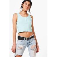 Popper Detail Crop Top - mint