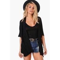 Pointelle Batwing Cardigan - black