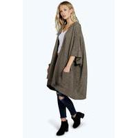 Pocket Cape Cardigan - khaki