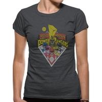 power rangers group womens small t shirt grey