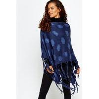 Polka Dot Fringed Poncho