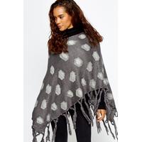 Polka Dot Fringed Poncho