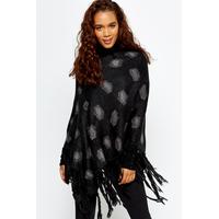 Polka Dot Fringed Poncho