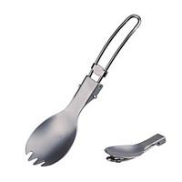 Portable Outdoor Stainless Steel Foldable Spork - Silver