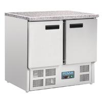 polar double door refrigerated counter with marble work top 240ltr