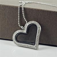 Popular and Fashion Heart Shape Full Cubic Zirconia 316L Stainless Steel Pocket Pendant Necklace