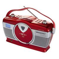 portable cd player with radio and mp3 player red