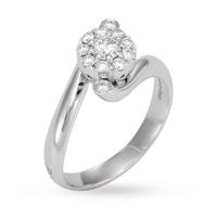 Ponte Vecchio Artemide Brilliant Cut 0.15 Carat Total Weight Diamond Cluster Twist Ring in 18 Carat White Gold - Ring Size K