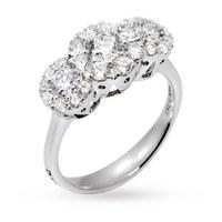 Ponte Vecchio Artemide Brilliant Cut Diamond Cluster Trilogy Ring in 18 Carat White Gold - Ring Size K