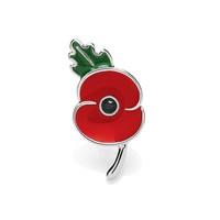 Poppy Collection Lapel Pin Badge with Leaf