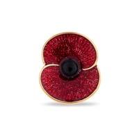 poppy collection glitter enamel brooch gold tone