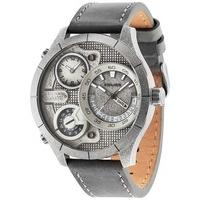 police mens grey leather strap watch 14638xsqs04