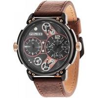 Police Mens Black Brown Leather Strap Watch 14693JSB/12A