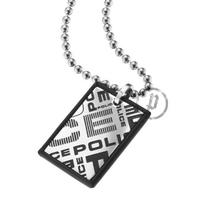 Police SS Black Leather Tag Pendant 23880PSB-01