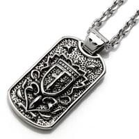 Police Crest Stainless Steel Black Shield Pendant 25149PSS-01