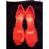 ppq at office size 6 red peep toe high heels