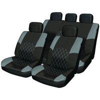 Premium Polyester Combination Seat Cover Set with Leather Look Trim in