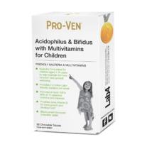 Pro-Ven Acidophilus & Bifidus with Multivitamins 30 Chewable Tablets for Children - 1   Chewables, Black
