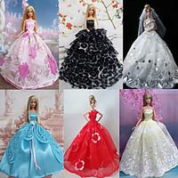 Princess Dresses For Barbie Doll Red / White / Black / Pink / Blue