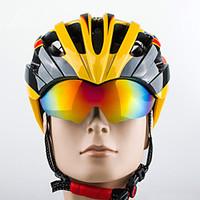 Promend Adjustment Road Cycling Mountain Ultralight Bike Helmentwith Retractable Polarized Lens Integrally Molded