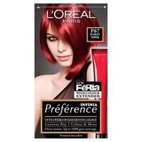 preference infinia p67 scarlett power intense red hair dye red