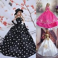 Princess Dresses For Barbie Doll White / Black / Fuschia Dresses For Girl\'s Doll Toy