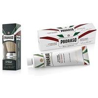 Proraso Boar Hair Shaving Brush and White Anti Irritation Shaving Cream Tube Twin Pack