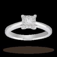 Princess Cut 0.24 Carat Total Weight Diamond Solitaire Ring in 9 Carat White Gold - Ring Size R