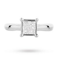 Princess Cut 0.50 Carat Total Weight Diamond Cluster Ring Set in 9 Carat White Gold