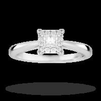 Princess Cut 0.34 Carat Total Weight Diamond Solitaire Ring in 9 Carat White Gold - Ring Size P