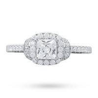 princess cut 089ct diamond ring with diamond set shoulders in 18 carat ...