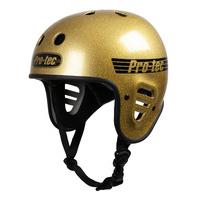 pro tec full cut certified helmet gold flake