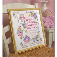 princess birth record counted cross stitch kit 10x13 14 count 207944