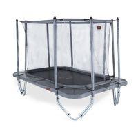 pro line 11ft grey rectangular trampoline with safety net and ladder