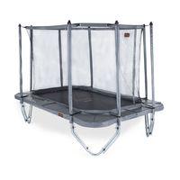 pro line 125ft grey rectangular trampoline with safety net and ladder
