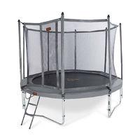 pro line 12ft grey trampoline with safety net and ladder