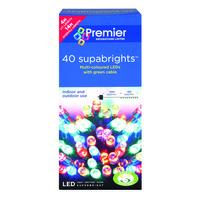 Premierdec 40 LED Supabrights Green Cable - Multi Colour