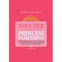 princess pampering voucher personalised card