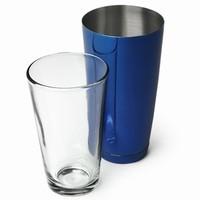 professional boston cocktail shaker blue tin glass set